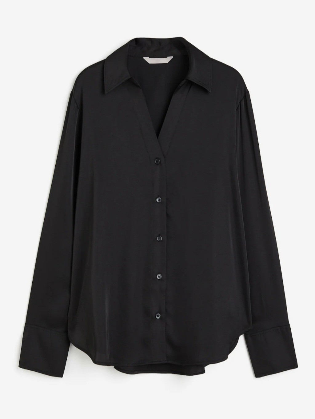 H&M Black Satin Button-Front Women’s Blouse Classic Small